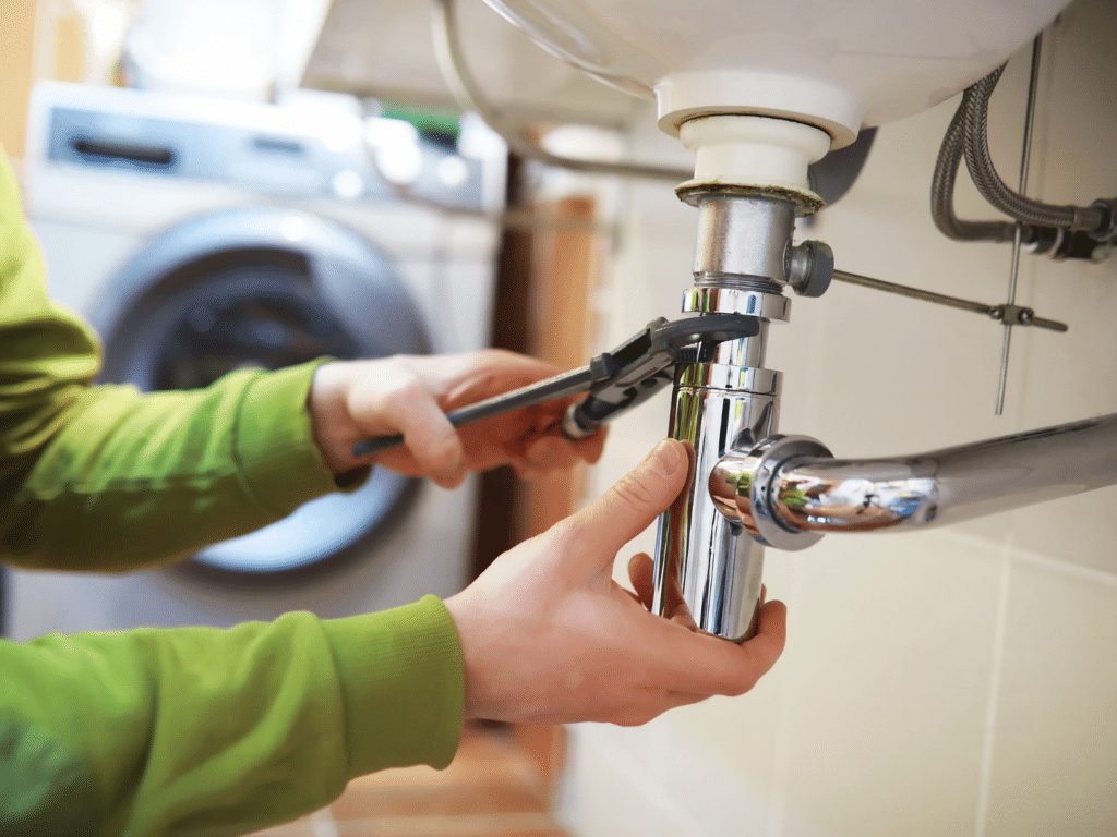 Plumber fixing cracked pipe using trenchless, no-dig relining technique. Blocked Drain Plumber